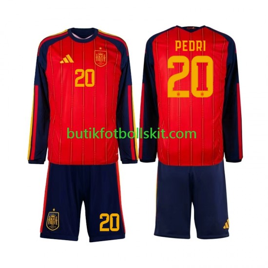 Spanien Pedri 20 Barn Hemma Matchtröja World Cup 2026 Långärmad