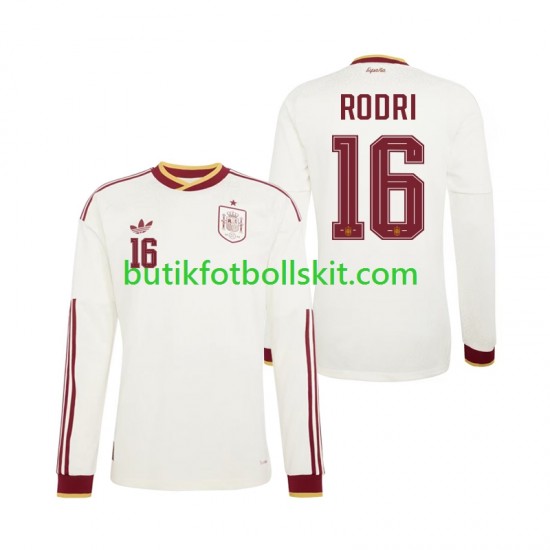 Spanien Rodri 16 Män Borta Matchtröja World Cup 2026 Långärmad