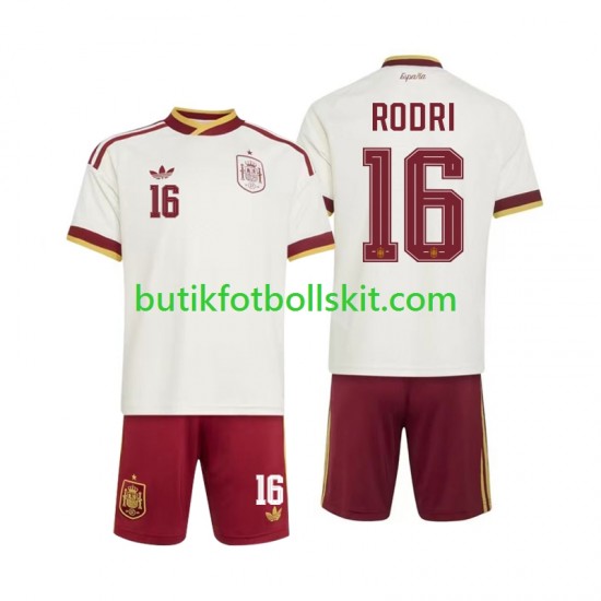 Spanien Rodri 16 Barn Borta Matchtröja World Cup 2026 Kortärmad