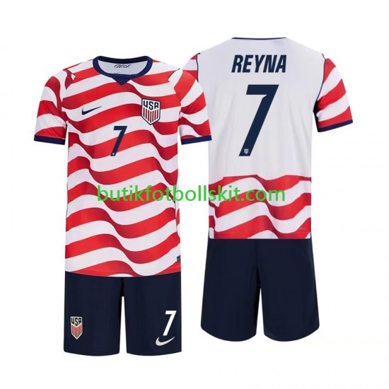 USA Giovanni Reyna 7 Barn Hemma Matchtröja World Cup 2026 Kortärmad