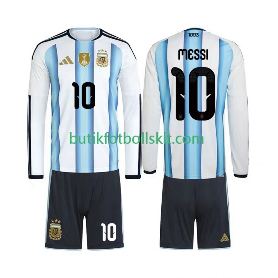 Argentina Lionel Messi 10 Barn Hemma Matchtröja World Cup 2026 Långärmad
