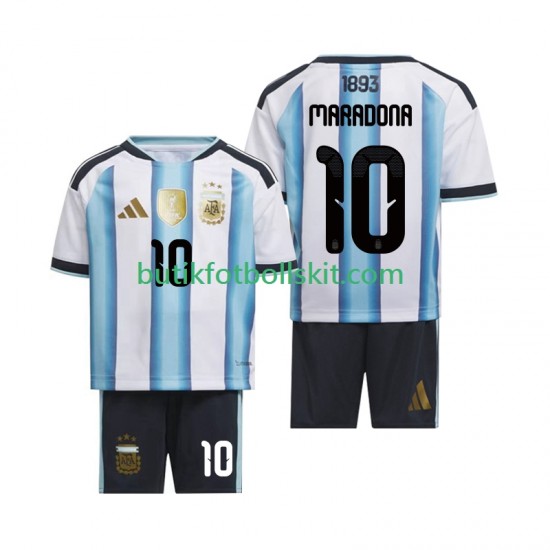 Argentina Maradona 10 Barn Hemma Matchtröja World Cup 2026 Kortärmad