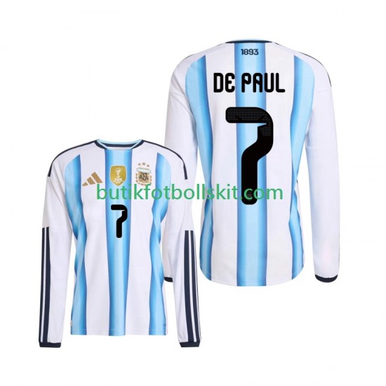 Argentina Rodrigo De Paul 7 Män Hemma Matchtröja World Cup 2026 Långärmad