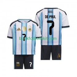 Argentina Rodrigo De Paul 7 Barn Hemma Matchtröja World Cup 2026 Kortärmad