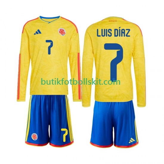 Colombia Luis Diaz 7 Barn Hemma Matchtröja World Cup 2026 Långärmad