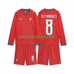 Portugal Bruno Fernandes 8 Barn Hemma Matchtröja World Cup 2026 Långärmad