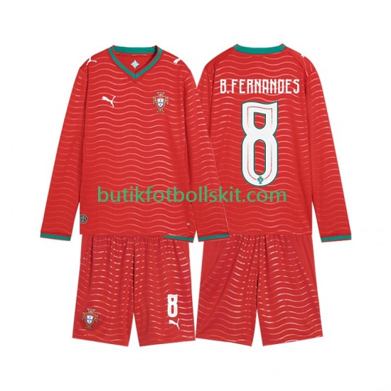 Portugal Bruno Fernandes 8 Barn Hemma Matchtröja World Cup 2026 Långärmad