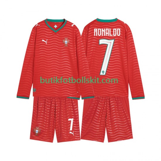 Portugal Cristiano Ronaldo 7 Barn Hemma Matchtröja World Cup 2026 Långärmad
