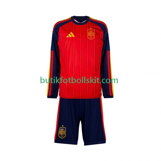 Spanien Barn Hemma Matchtröja World Cup 2026 Långärmad
