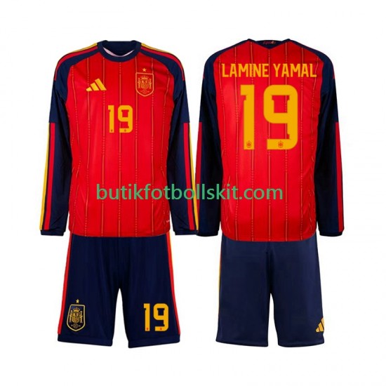 Spanien Lamine Yamal 19 Barn Hemma Matchtröja World Cup 2026 Långärmad