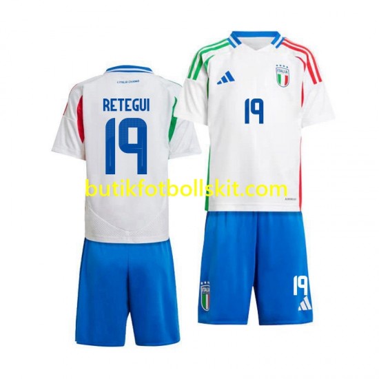 Italien Mateo Retegui 19 Barn Borta Matchtröja 2024 Kortärmad