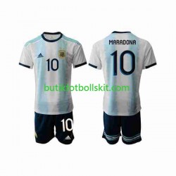 Argentina Maradona 10 2019-2020 Barn Hemma Matchtröja Kortärmad