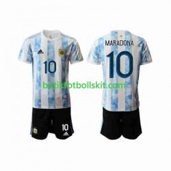 Argentina Maradona 10 2020-2021 Barn Hemma Matchtröja Kortärmad