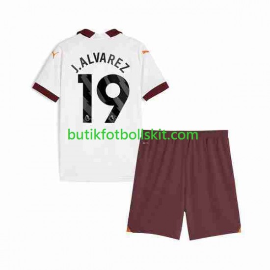Manchester City Julian Alvarez 19 Barn Borta Matchtröja 2023/24 Kortärmad