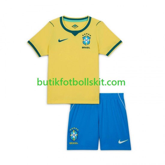 Brasilien Barn Hemma Matchtröja World Cup 2026 Kortärmad