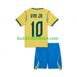 Brasilien Vinicius Junior 10 Barn Hemma Matchtröja World Cup 2026 Kortärmad