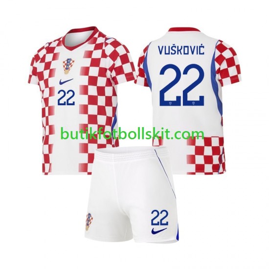 Kroatien Luka Vuskovic 22 Barn Hemma Matchtröja World Cup 2026 Kortärmad