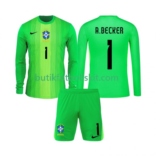 Brasilien Alisson Becker 1 Målvakt Barn Hemma Matchtröja 2026 Långärmad
