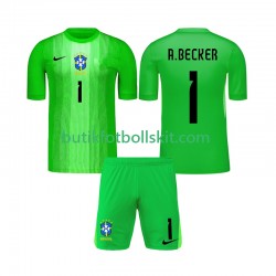 Brasilien Alisson Becker 1 Målvakt Barn Hemma Matchtröja 2026 Kortärmad