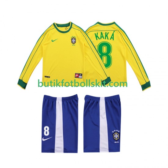 Brasilien KAKA 8 Retro Barn Hemma Matchtröja 1998 Långärmad