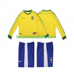 Brasilien Retro Barn Hemma Matchtröja 1998 Långärmad