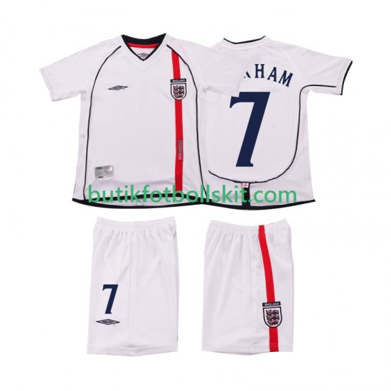 England BECKHAM 7 Retro Barn Hemma Matchtröja 2002 Kortärmad