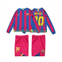FC Barcelona Lionel Messi 10 2005 Retro Barn Hemma Matchtröja 2006 Långärmad