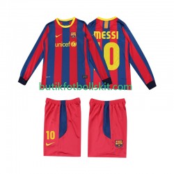 FC Barcelona Lionel Messi 10 Retro Barn Hemma Matchtröja 2011 2010 Långärmad