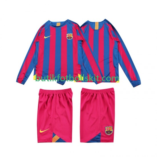 FC Barcelona 2005 Retro Barn Hemma Matchtröja 2006 Långärmad