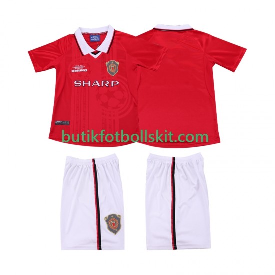 Manchester United 2000 Retro Barn Hemma Matchtröja 1999 Kortärmad