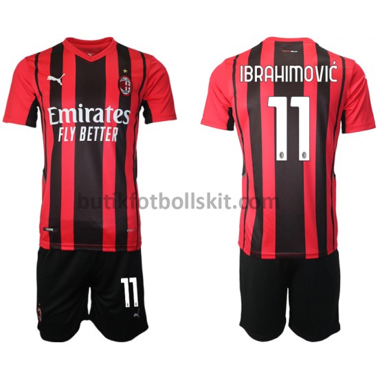 AC Milan Zlatan Ibrahimović 11 Barn Hemma Matchtröja 2021/22 Kortärmad