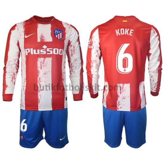 Atlético Madrid Koke 6 Barn Hemma Matchtröja 2021/22 Långärmad