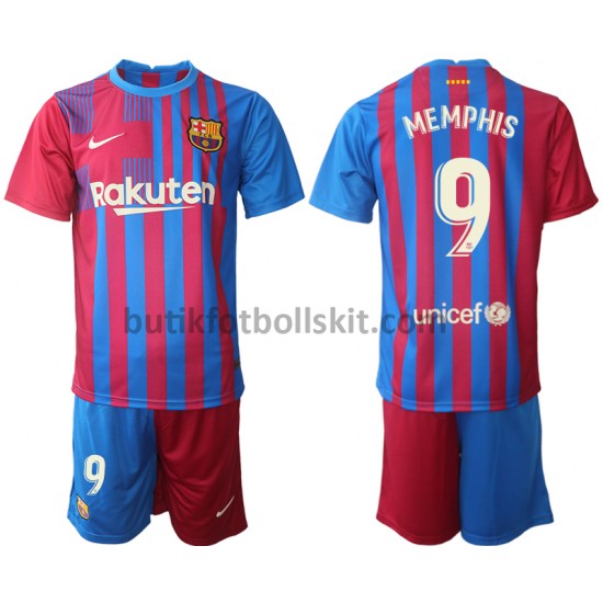 FC Barcelona Memphis Depay 9 Barn Hemma Matchtröja 2021/22 Kortärmad