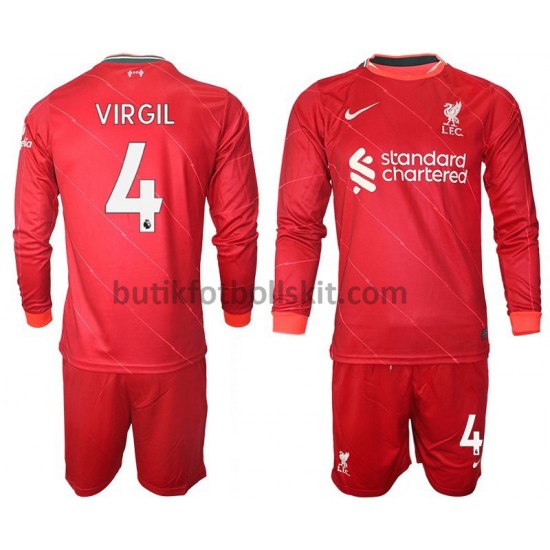 Liverpool VIRGIL 4 Barn Hemma Matchtröja 2021/22 Långärmad