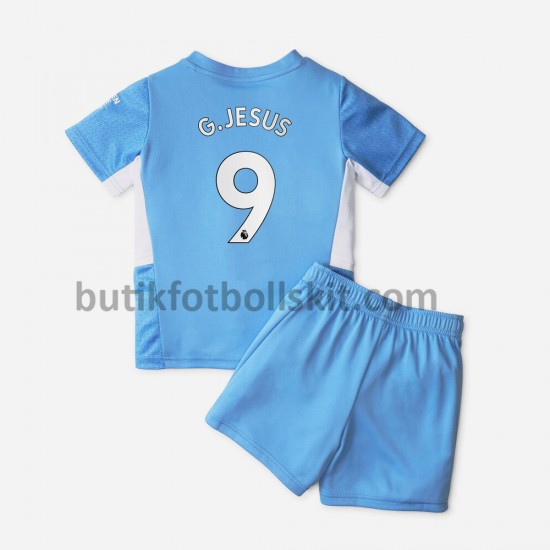 Manchester City Gabriel Jesus 9 Barn Hemma Matchtröja 2021/22 Kortärmad