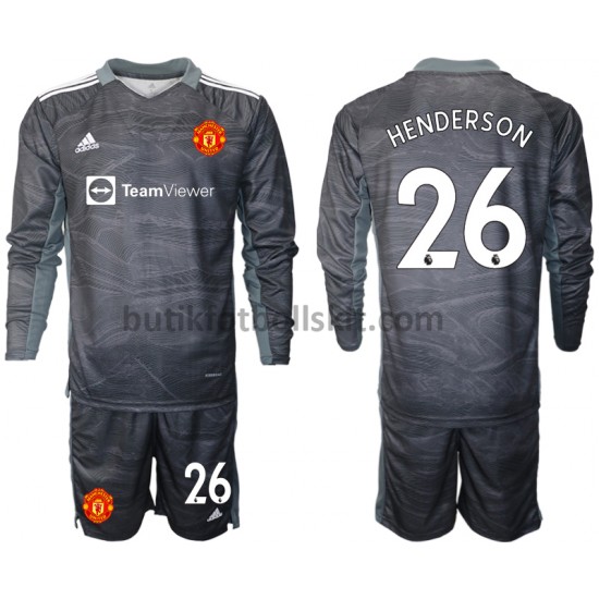 Manchester United Dean Henderson 26 Målvakt Barn Borta Matchtröja 2021/22 Långärmad