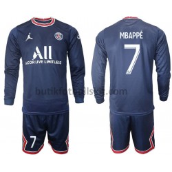 Paris Saint-Germain Mbappé 7 Barn Hemma Matchtröja 2021/22 Långärmad