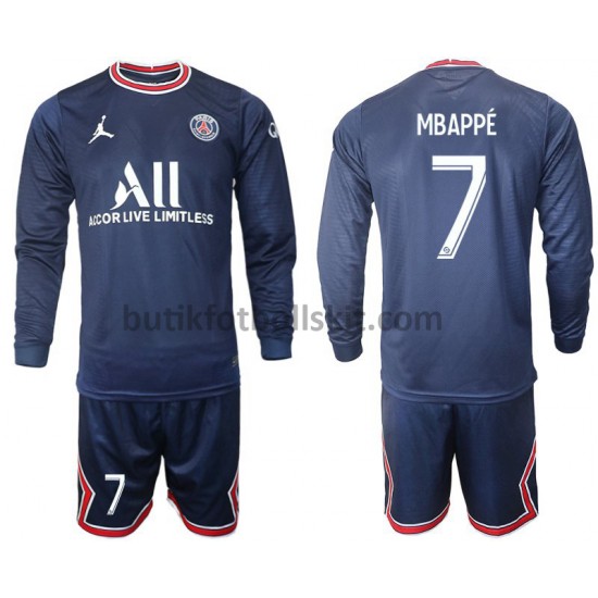 Paris Saint-Germain Mbappé 7 Barn Hemma Matchtröja 2021/22 Långärmad
