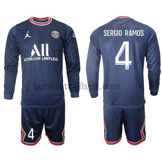 Paris Saint-Germain Sergio Ramos 4 Barn Hemma Matchtröja 2021/22 Långärmad