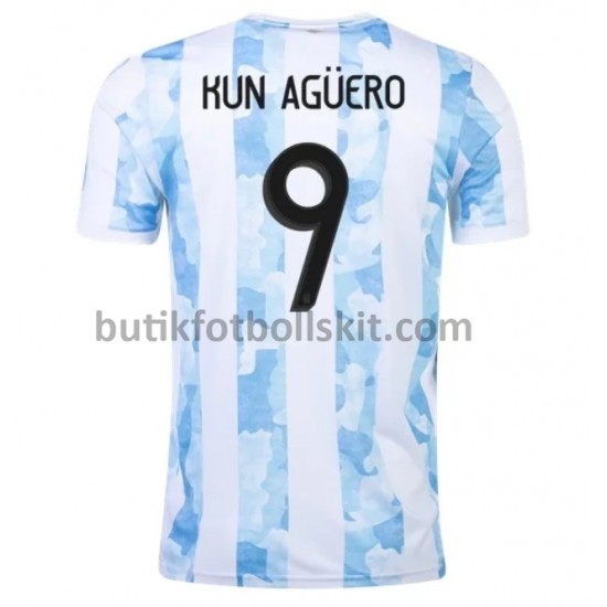 Argentina Kun Agüero 9 Hemma Matchtröja 2021 Kortärmad