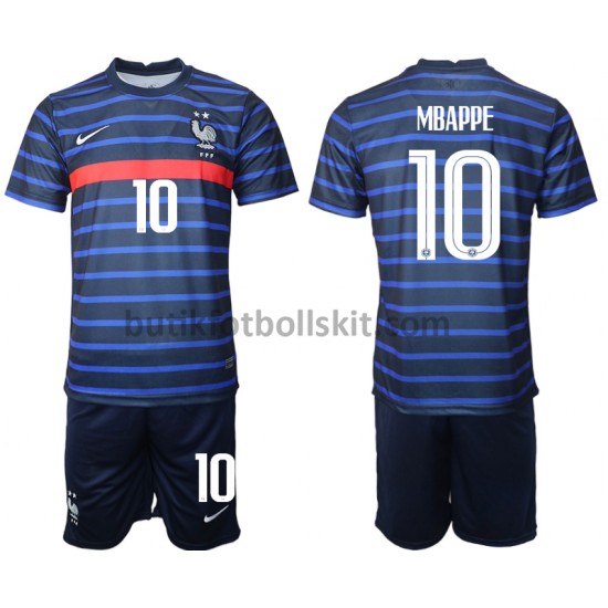 Frankrike Kylian Mbappé 10 Barn Hemma Matchtröja EM 2020 Kortärmad