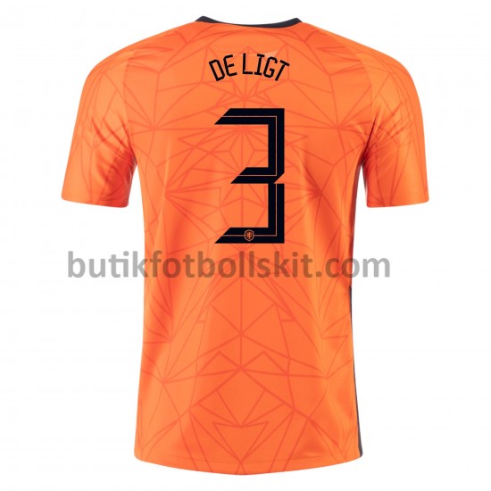 Nederländerna MATTHIJS DE LIGT 3 Hemma Matchtröja EM 2020 Kortärmad
