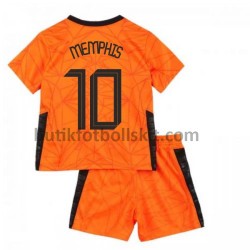 Nederländerna Memphis Depay 10 Barn Hemma Matchtröja EM 2020 Kortärmad