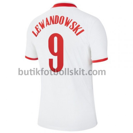 Polen Robert Lewandowski 9 Hemma Matchtröja EM 2020 Kortärmad