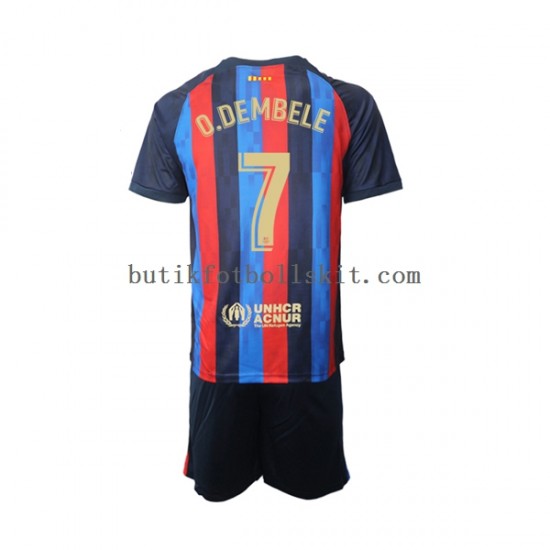 FC Barcelona Ousmane Dembele 7 Barn Hemma Matchtröja 2022/23 Kortärmad