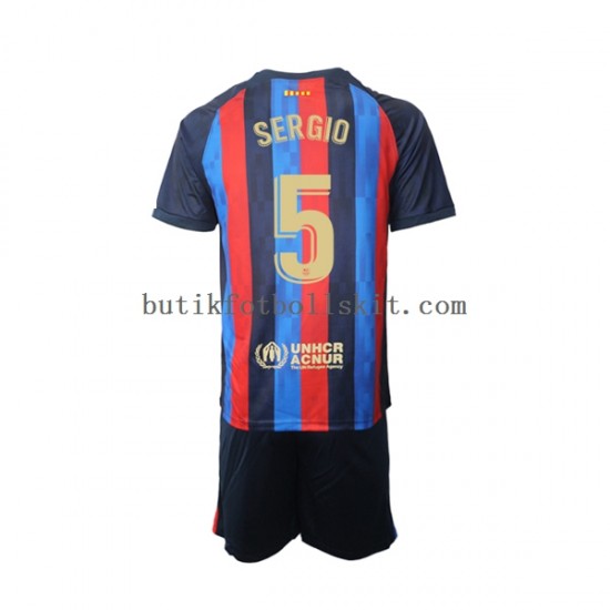 FC Barcelona Sergio Busquets 5 Barn Hemma Matchtröja 2022/23 Kortärmad