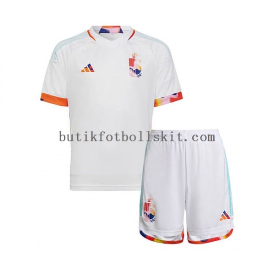 Belgien Barn Borta Matchtröja World Cup 2022 Kortärmad