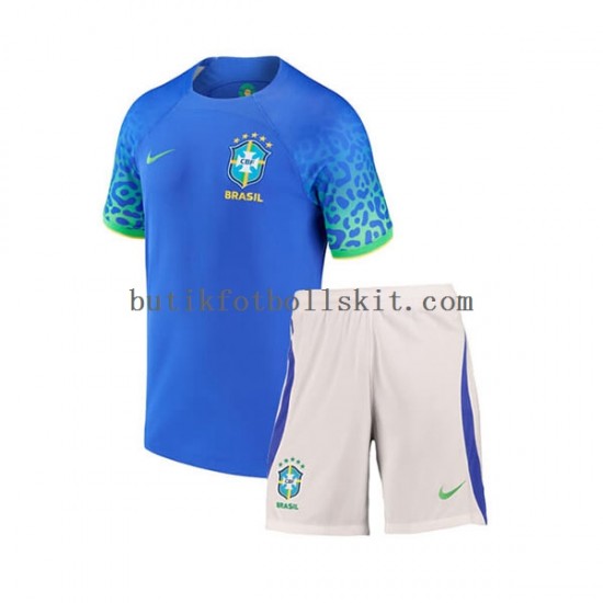 Brasilien Barn Borta Matchtröja World Cup 2022 Kortärmad