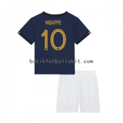 Frankrike Mbappé 10 Barn Hemma Matchtröja World Cup 2022 Kortärmad