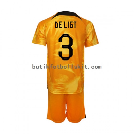 Nederländerna Matthijs de Ligt 3 Barn Hemma Matchtröja World Cup 2022 Kortärmad